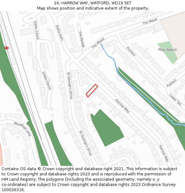 24, HARROW WAY, WATFORD, WD19 5ET: Location map and indicative extent of plot