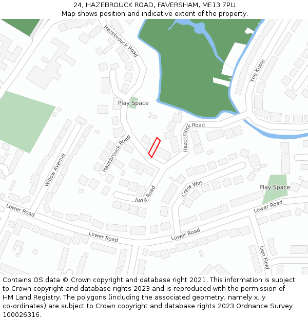 24, HAZEBROUCK ROAD, FAVERSHAM, ME13 7PU: Location map and indicative extent of plot