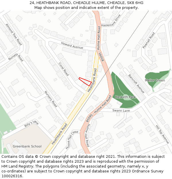 24, HEATHBANK ROAD, CHEADLE HULME, CHEADLE, SK8 6HG: Location map and indicative extent of plot
