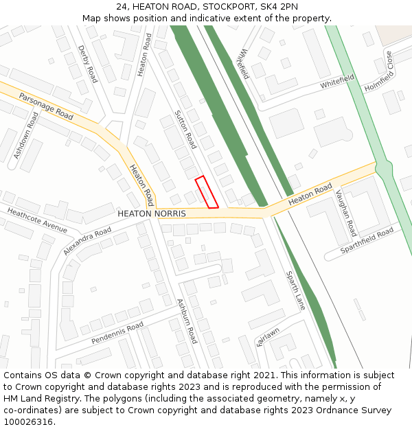 24, HEATON ROAD, STOCKPORT, SK4 2PN: Location map and indicative extent of plot