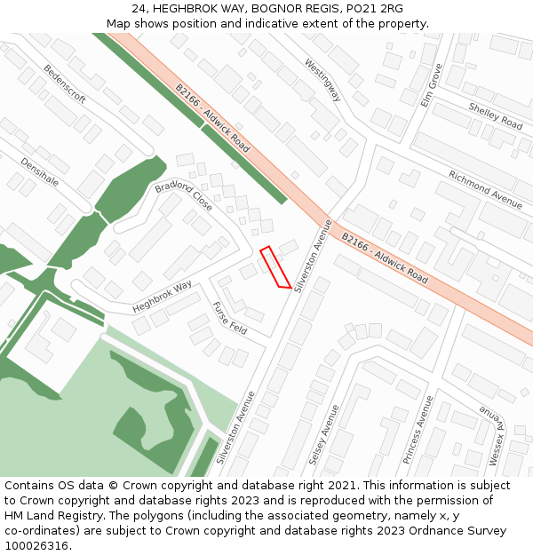 24, HEGHBROK WAY, BOGNOR REGIS, PO21 2RG: Location map and indicative extent of plot