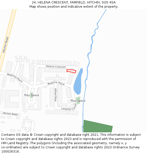 24, HELENA CRESCENT, FAIRFIELD, HITCHIN, SG5 4SA: Location map and indicative extent of plot