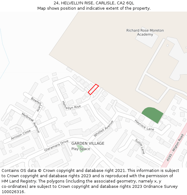 24, HELVELLYN RISE, CARLISLE, CA2 6QL: Location map and indicative extent of plot