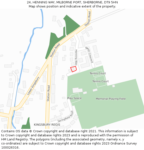 24, HENNING WAY, MILBORNE PORT, SHERBORNE, DT9 5HN: Location map and indicative extent of plot