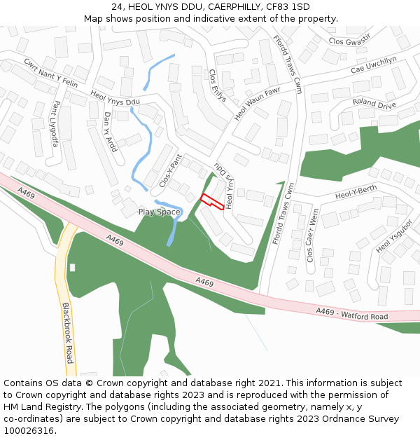 24, HEOL YNYS DDU, CAERPHILLY, CF83 1SD: Location map and indicative extent of plot