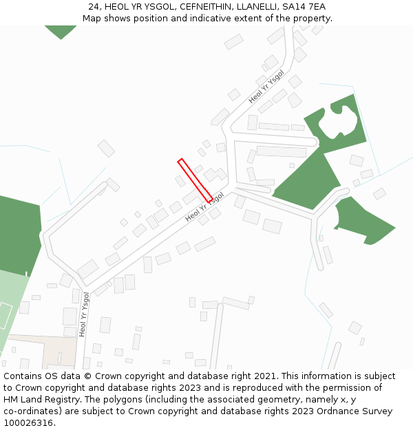 24, HEOL YR YSGOL, CEFNEITHIN, LLANELLI, SA14 7EA: Location map and indicative extent of plot