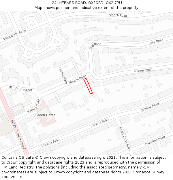 24, HERNES ROAD, OXFORD, OX2 7PU: Location map and indicative extent of plot