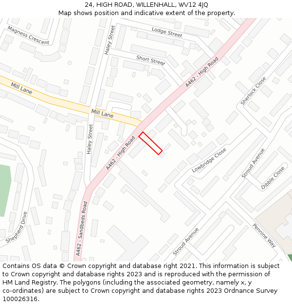 24, HIGH ROAD, WILLENHALL, WV12 4JQ: Location map and indicative extent of plot