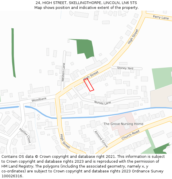 24, HIGH STREET, SKELLINGTHORPE, LINCOLN, LN6 5TS: Location map and indicative extent of plot