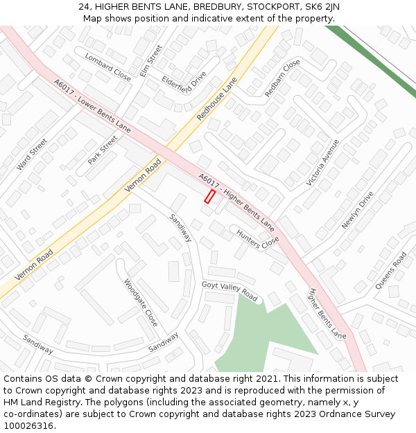 24, HIGHER BENTS LANE, BREDBURY, STOCKPORT, SK6 2JN: Location map and indicative extent of plot