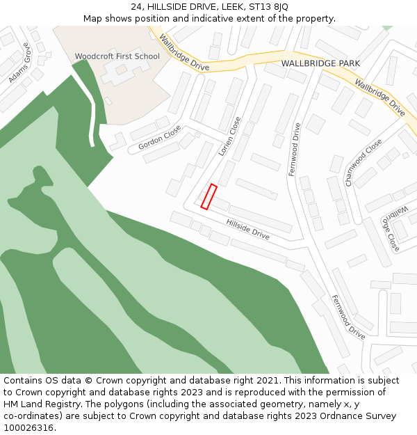 24, HILLSIDE DRIVE, LEEK, ST13 8JQ: Location map and indicative extent of plot