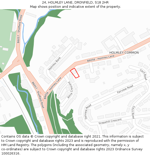 24, HOLMLEY LANE, DRONFIELD, S18 2HR: Location map and indicative extent of plot