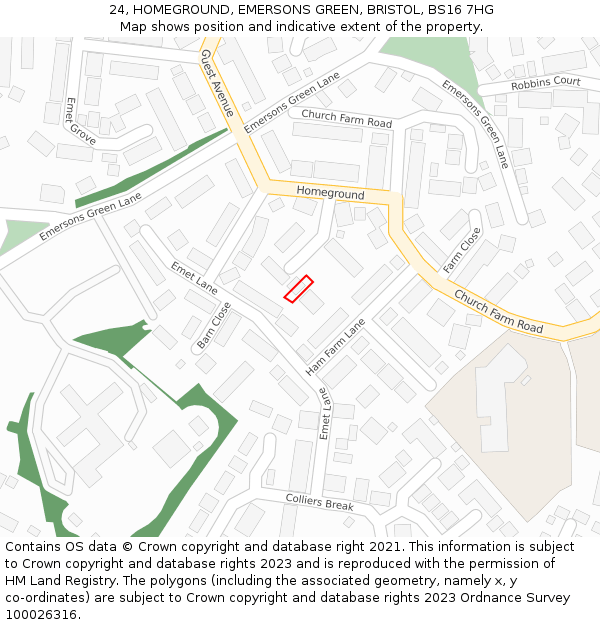 24, HOMEGROUND, EMERSONS GREEN, BRISTOL, BS16 7HG: Location map and indicative extent of plot