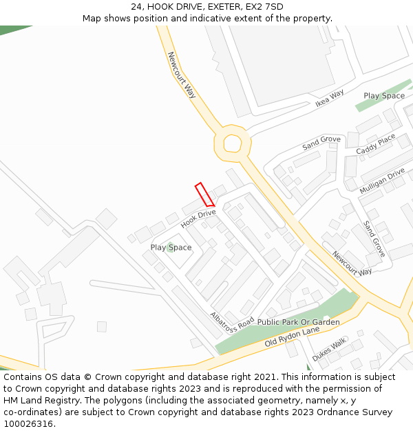 24, HOOK DRIVE, EXETER, EX2 7SD: Location map and indicative extent of plot