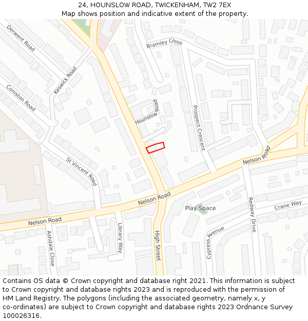 24, HOUNSLOW ROAD, TWICKENHAM, TW2 7EX: Location map and indicative extent of plot