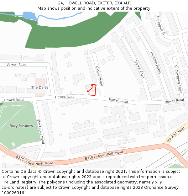 24, HOWELL ROAD, EXETER, EX4 4LR: Location map and indicative extent of plot
