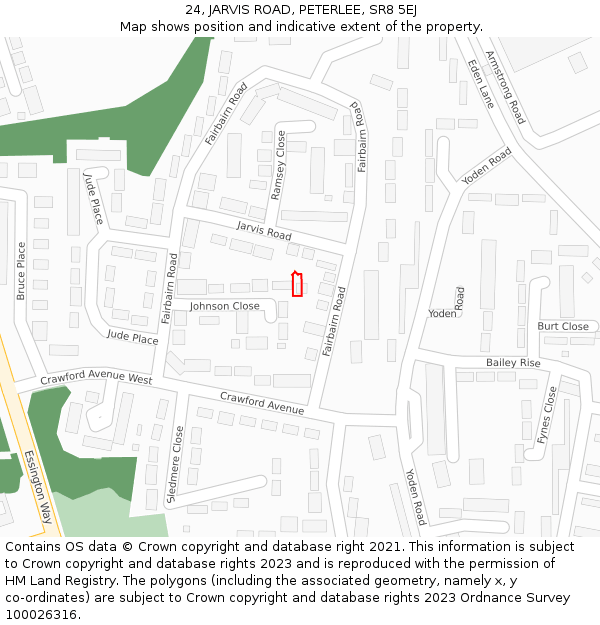24, JARVIS ROAD, PETERLEE, SR8 5EJ: Location map and indicative extent of plot