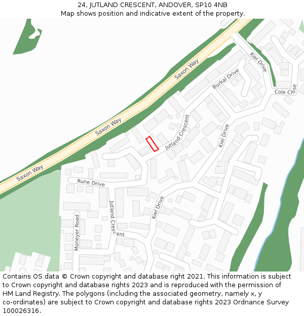 24, JUTLAND CRESCENT, ANDOVER, SP10 4NB: Location map and indicative extent of plot