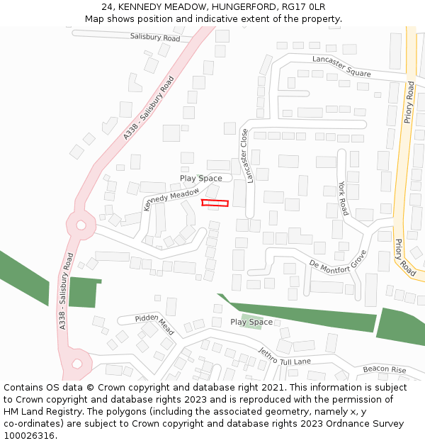 24, KENNEDY MEADOW, HUNGERFORD, RG17 0LR: Location map and indicative extent of plot