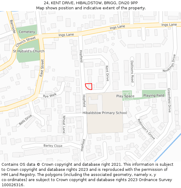 24, KENT DRIVE, HIBALDSTOW, BRIGG, DN20 9PP: Location map and indicative extent of plot