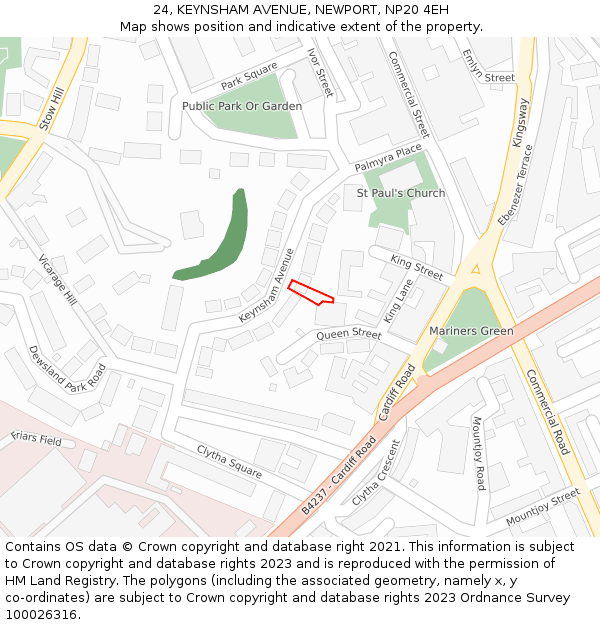 24, KEYNSHAM AVENUE, NEWPORT, NP20 4EH: Location map and indicative extent of plot