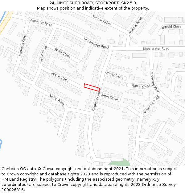 24, KINGFISHER ROAD, STOCKPORT, SK2 5JR: Location map and indicative extent of plot