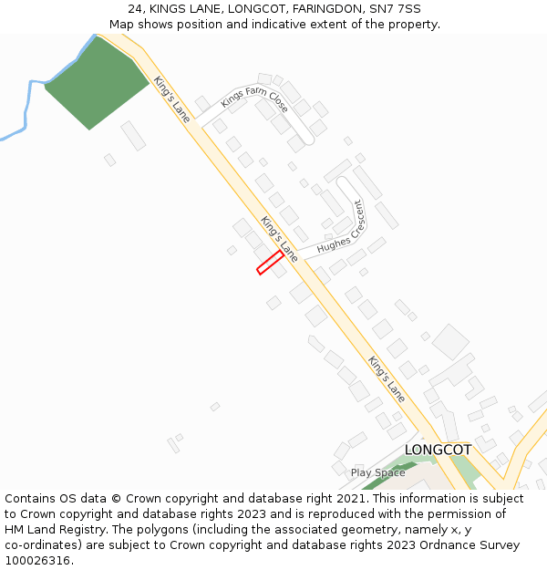 24, KINGS LANE, LONGCOT, FARINGDON, SN7 7SS: Location map and indicative extent of plot