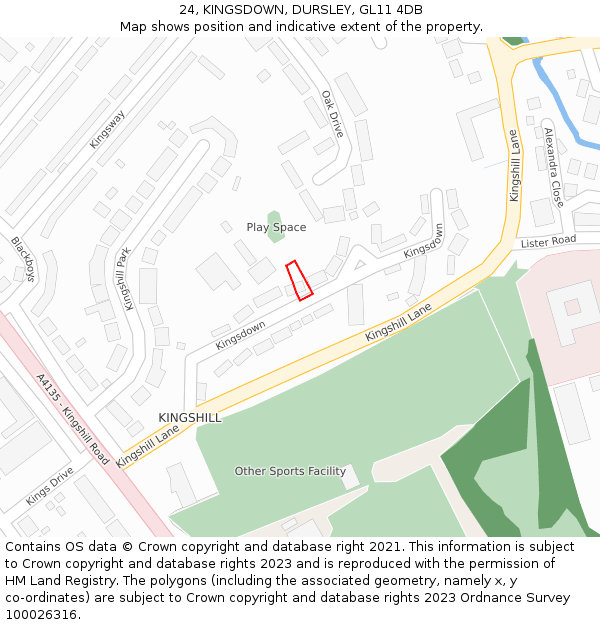 24, KINGSDOWN, DURSLEY, GL11 4DB: Location map and indicative extent of plot