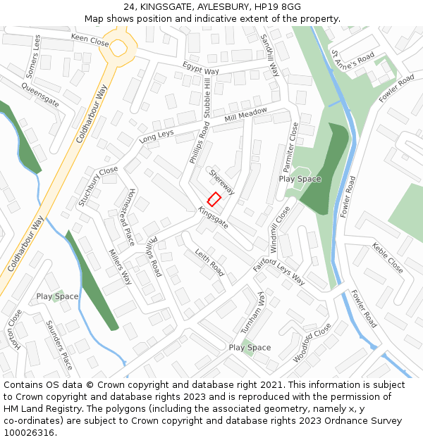 24, KINGSGATE, AYLESBURY, HP19 8GG: Location map and indicative extent of plot