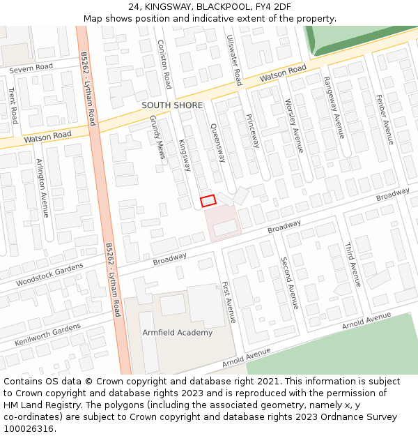 24, KINGSWAY, BLACKPOOL, FY4 2DF: Location map and indicative extent of plot