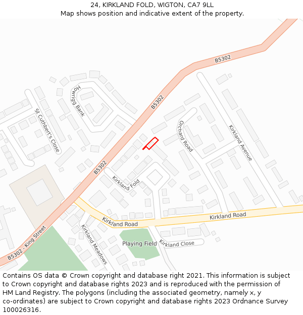 24, KIRKLAND FOLD, WIGTON, CA7 9LL: Location map and indicative extent of plot