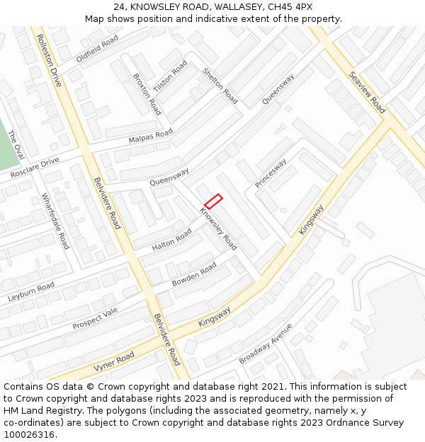 24, KNOWSLEY ROAD, WALLASEY, CH45 4PX: Location map and indicative extent of plot