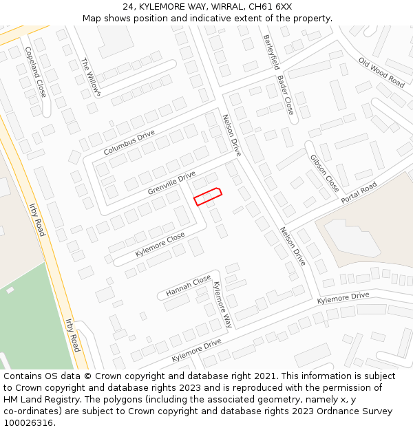 24, KYLEMORE WAY, WIRRAL, CH61 6XX: Location map and indicative extent of plot