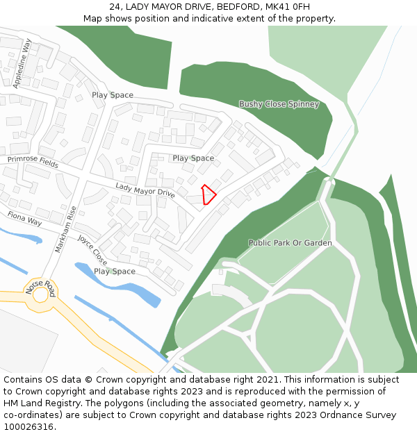 24, LADY MAYOR DRIVE, BEDFORD, MK41 0FH: Location map and indicative extent of plot