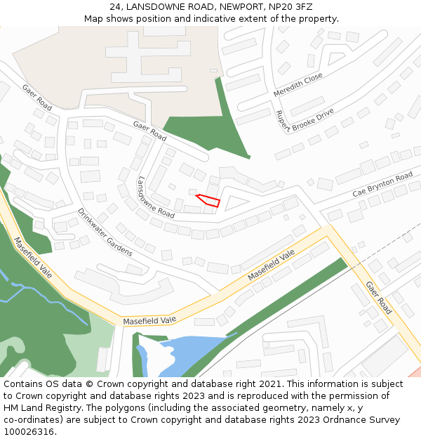 24, LANSDOWNE ROAD, NEWPORT, NP20 3FZ: Location map and indicative extent of plot
