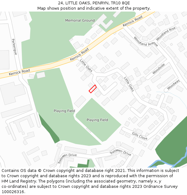 24, LITTLE OAKS, PENRYN, TR10 8QE: Location map and indicative extent of plot