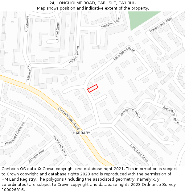 24, LONGHOLME ROAD, CARLISLE, CA1 3HU: Location map and indicative extent of plot