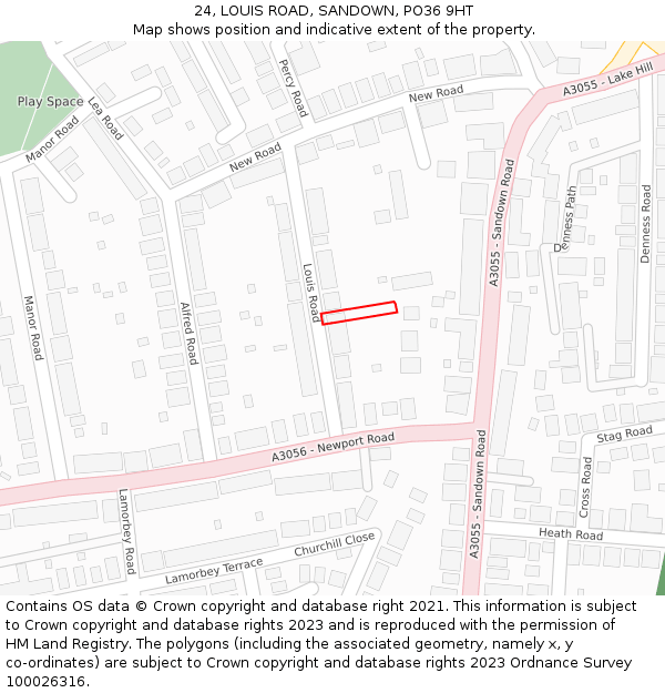 24, LOUIS ROAD, SANDOWN, PO36 9HT: Location map and indicative extent of plot