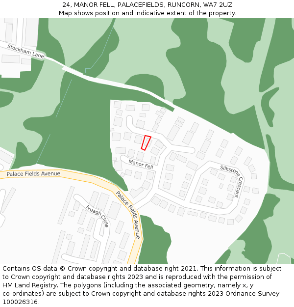 24, MANOR FELL, PALACEFIELDS, RUNCORN, WA7 2UZ: Location map and indicative extent of plot