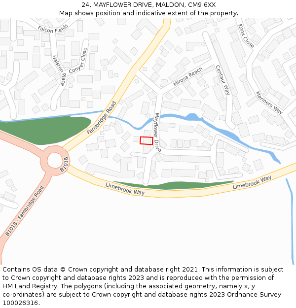 24, MAYFLOWER DRIVE, MALDON, CM9 6XX: Location map and indicative extent of plot