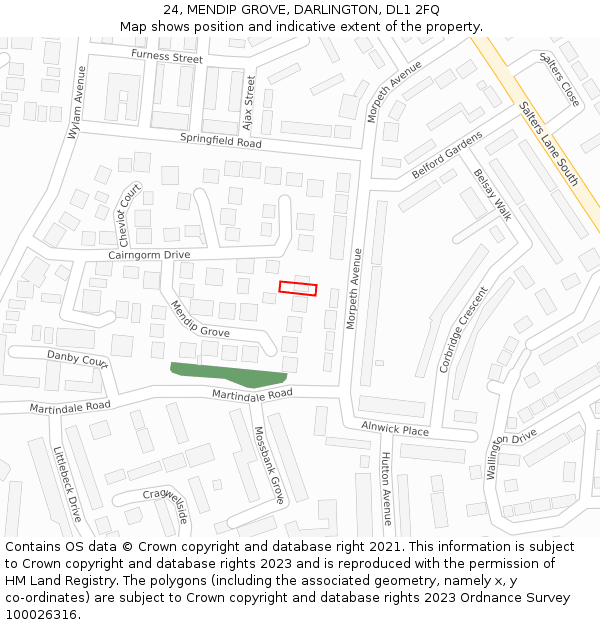 24, MENDIP GROVE, DARLINGTON, DL1 2FQ: Location map and indicative extent of plot