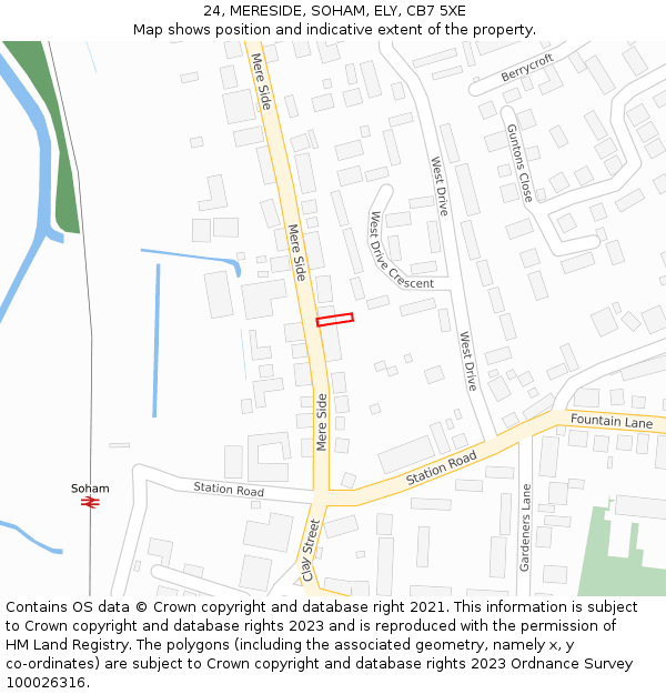 24, MERESIDE, SOHAM, ELY, CB7 5XE: Location map and indicative extent of plot