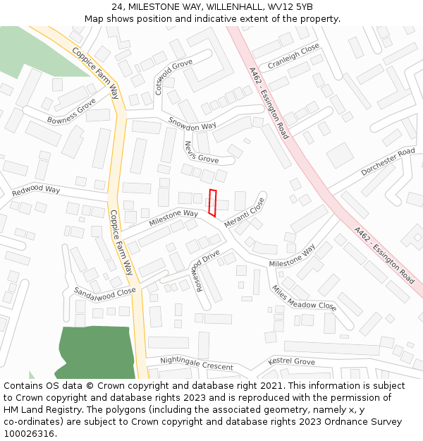 24, MILESTONE WAY, WILLENHALL, WV12 5YB: Location map and indicative extent of plot