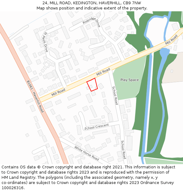 24, MILL ROAD, KEDINGTON, HAVERHILL, CB9 7NW: Location map and indicative extent of plot