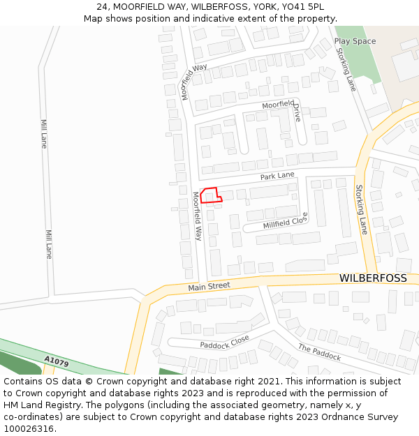 24, MOORFIELD WAY, WILBERFOSS, YORK, YO41 5PL: Location map and indicative extent of plot