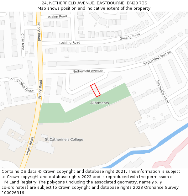 24, NETHERFIELD AVENUE, EASTBOURNE, BN23 7BS: Location map and indicative extent of plot