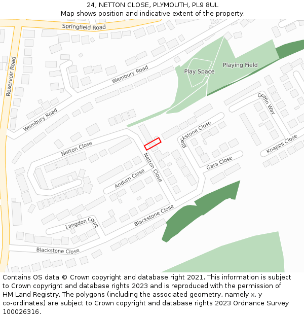24, NETTON CLOSE, PLYMOUTH, PL9 8UL: Location map and indicative extent of plot
