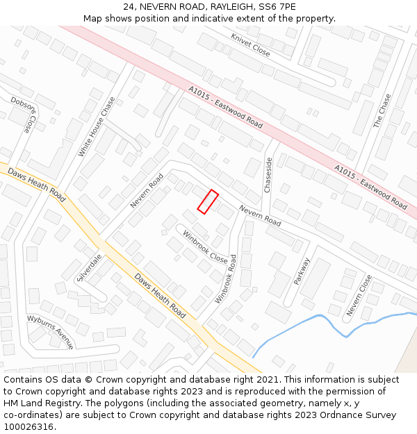 24, NEVERN ROAD, RAYLEIGH, SS6 7PE: Location map and indicative extent of plot