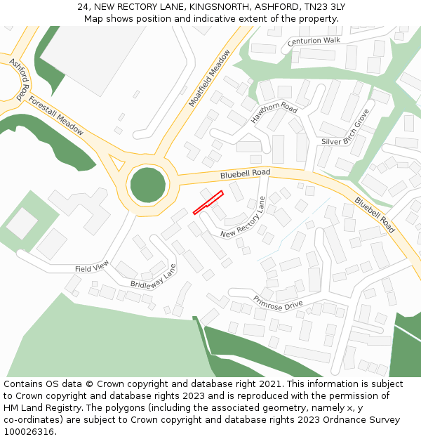 24, NEW RECTORY LANE, KINGSNORTH, ASHFORD, TN23 3LY: Location map and indicative extent of plot