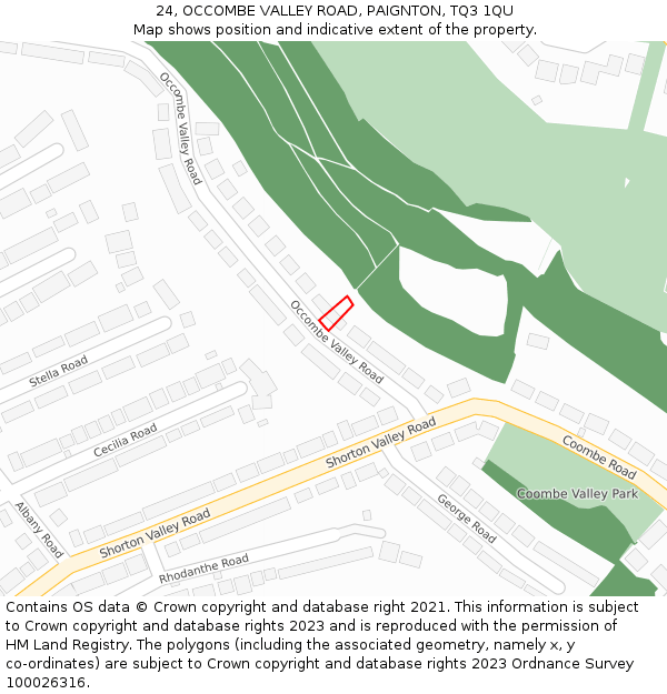 24, OCCOMBE VALLEY ROAD, PAIGNTON, TQ3 1QU: Location map and indicative extent of plot